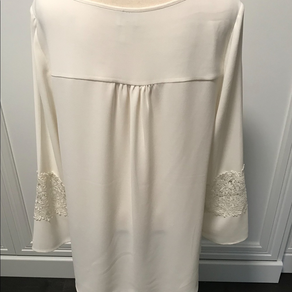 Chico’s Lace Trim Blouse Off White Regular Size 14 (Chico’s Size 2) - Picture 4 of 7